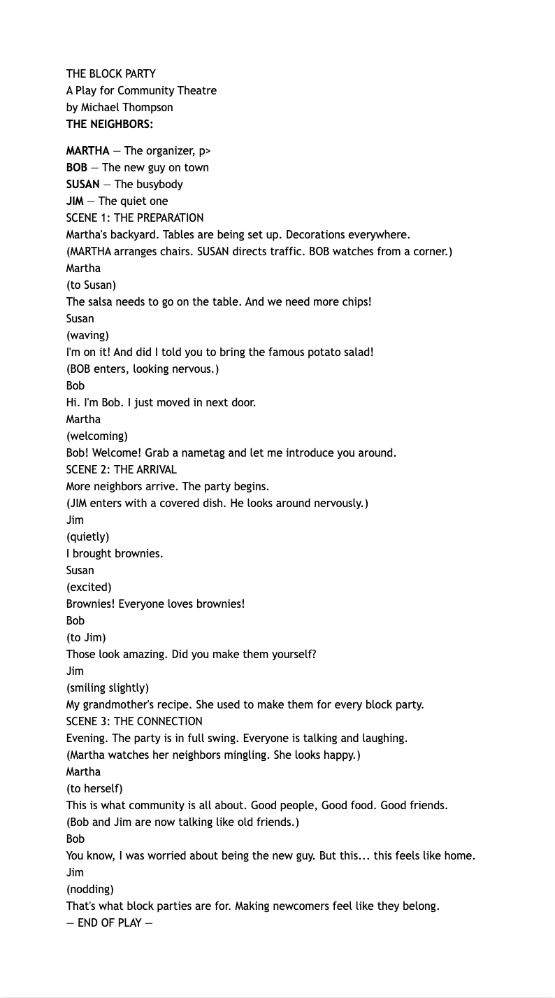 Community theatre format